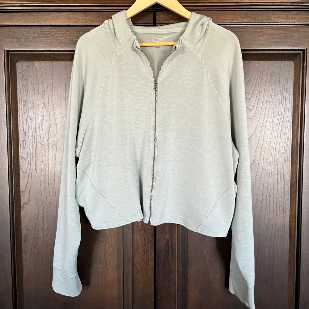 GILLY HICKS Cropped Zip Up Hoodie Womens XXL Sage Green Super Soft Athleisure